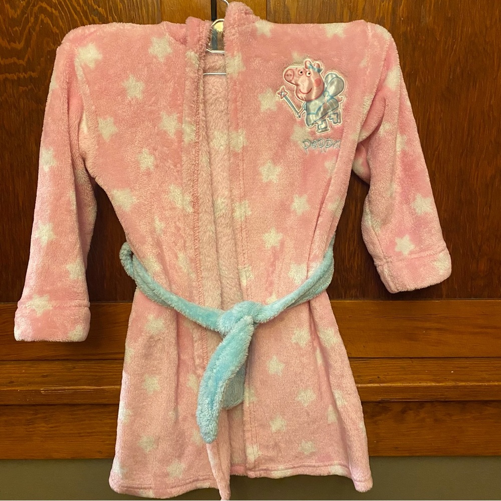 Peppa Pig Pink Starry Kids Robe with Blue Belt